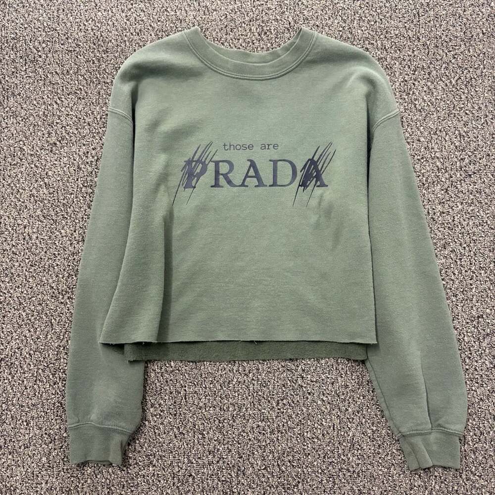 PCH the Label Sweatshirt Size Medium Olive Green Cropped